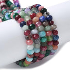 115pcs/strand Dyed Natural Jade Rondelle Beads, 4x2mm Faceted Crystal Stone Smooth Loose Spacer Beads for Jewelry Making Bracelets Earrings DIY Beading Craft Supplies, Mixed Color - color: Mixed Color