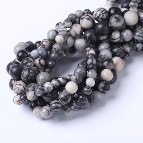 Black Clathrite Stone Beads for Jewelry Making DIY Bracelet Necklace Jewelry Making 1 Strand 15.5inch 60PCS 6MM - color: Black Clathrite, size: 6MM