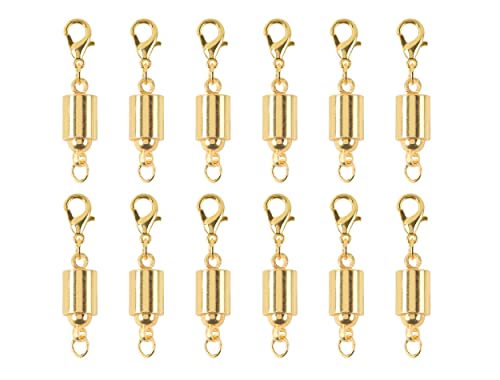 KONMAY 10 Sets Golden Screw-in Magnetic Necklace Clasps, Safety Magnetic Converter Clasps for Jewelry Making - color: Golden