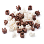 Beige Brown Slide Letter Beads, 52Pcs Large Alphabet Bead Charm Block 3D Initial Beads with Horizontal Hole for Wristbands Bracelets Necklace Choker Jewelry Making - color: Beige Brown, Letter A~Z