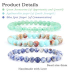 2/3-Pieces 4mm 6mm 8mm Natural Crystal Gemstone – Handmade Reiki Energy Healing Stretch Bracelets Jewelry for Yoga, Meditation, Unisex - color: 3 Pieces (AgalmatoliteJasper&BlueSpot&GreenAventurine), size: 6mm