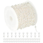 UMAOKANG 32.8 Feet Silver Plated Brass Chain for Jewelry Making Twist Curb Bead Necklace Chains Bulk with Jump Rings and Lobster Clasps - color: Silver Twist Crub Bead