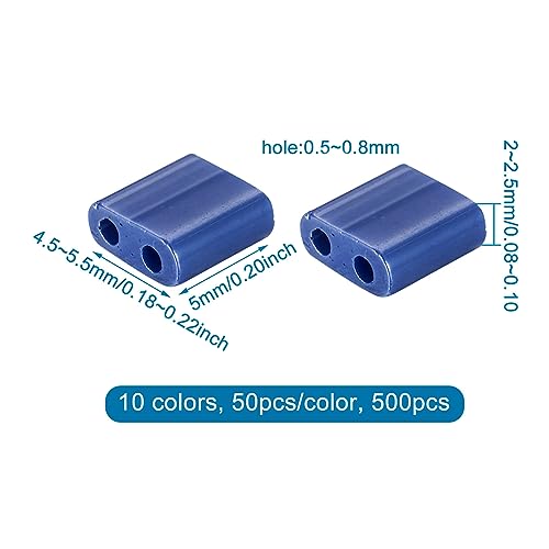 500 Pcs Glass Square Tila Beads - 5mm, 10 Colors, 2 Hole Spacer Beads with Flat Back Cabochons for Jewelry Making - color: 10 Colors-Opaque & Lustered