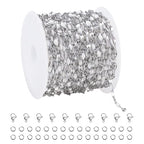 UMAOKANG 16.4 Feet White Enamel Chain for Jewelry Making Stainless Steel Lip Chains Bulk on Spool - color: Steel-White