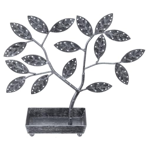 MyGift Jewelry Tree w/Bird Nest 48 pair Earrings Holder, Bracelets/Necklace Organizer Stand (Silver Metal) - color: Silver Metal