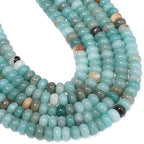 Songxi 5x8mm Natural Blue Amazonite Beads, 75PCS Spacer Round Loose Abacus Beads for Jewelry Making, Gemstone for Bracelet Necklace Earrings, Arts and Crafts - color: Blue Amazonite