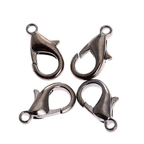 dophee Lobster Claw Clasp for Jewelry Making, 100-Pack Curved Lobster Clasp Clips Small Fastener Hook Connected Buckle Repair Accessories for Craft DIY Bracelet Necklace Earrings, Gun Black, 16mm - color: Gun Black, size: 16mm