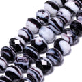 7.5×10mm 50pcs Black White Faceted Lampwork Glass Beads for Jewelry Making, Flat Round Handmade Murano Beads for Bracelets, Crafts, Friendship Bracelet Kit, Rosary Making - color: Black White