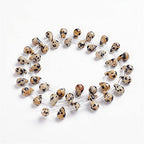 Craftdady 38pcs Faceted Teardrop Natural Dalmatian Jasper Beads Top Drilled Energy Healing Crystal Gemstone Loose Beads Polished Chakra Stone Loose Beads 9x6mm for DIY Jewelry Crafts - color: Dalmatian Jasper