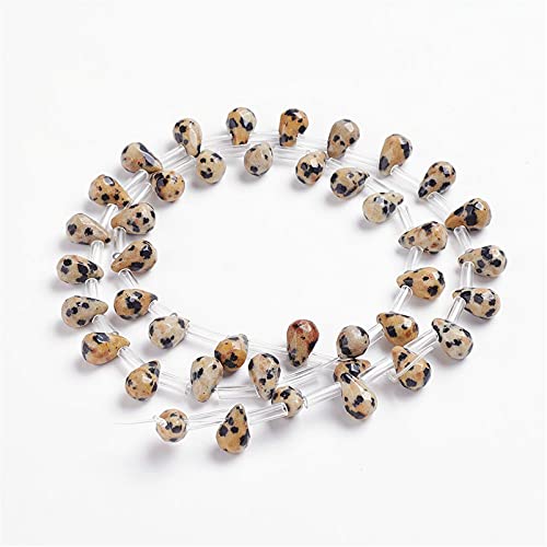 Craftdady 38pcs Faceted Teardrop Natural Dalmatian Jasper Beads Top Drilled Energy Healing Crystal Gemstone Loose Beads Polished Chakra Stone Loose Beads 9x6mm for DIY Jewelry Crafts - color: Dalmatian Jasper