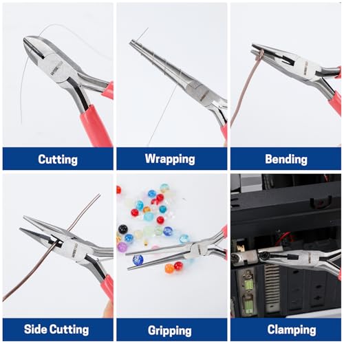 3 PCS Mini Pliers Set, Pink Jewelry Plier Kit with Needle Nose, Diagonal & Long Nose, Pink Tool Set for Women Jewelry Making, Repair and Crafts - size: 3 Pcs