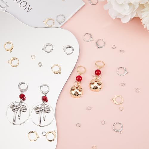 SUNNYCLUE 1 Box 180Pcs Real 18K Gold Plated Stainless Steel Earring Findings 80Pcs Round Leverback Earring Hooks Huggie Earring Wires 100Pcs Open Jump Rings Hypoallergenic for Jewelry Making Kits - color: 80pcs Leverbacks & 100pcs Open Jump Rings