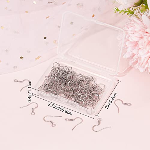 SUNNYCLUE 1 Box 100Pcs French Earring Hooks 304 Stainless Steel Earwire Ear Wires Silver Earwires Fishhook Ear Hook for Jewellery Making Women Adults DIY Dangle Earrings Crafts Supplies - color: 100pcs French Earring Hooks Stainless Steel