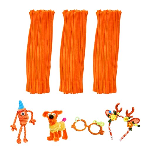 Orange Pipe Cleaners Crafts,Art Supplies,200pcs Chenille Stem,Solid Color Pipe Cleaners Set for DIY Art Creative Crafts and Decorations,Limpia Pipas,Craft Supplies,Christmas/Halloween Gifts - color: Orange