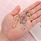 4Pcs Butterfly Rhinestone Tassel Chain Beads for Pens Butterfly Alloy Focal Spacer Beads for DIY Craft Beadable Pens Bracelet Necklace Earrings Keychain Jewelry Making - color: Alloy Butterfly Tassel