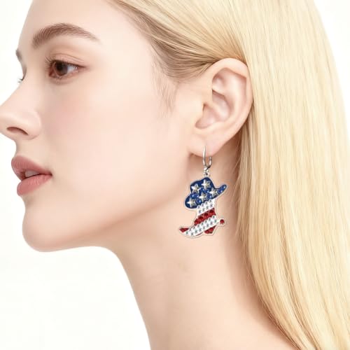 BEUNITONE Diamond Art Earring Making Kit for Adults, American Style Patterns DIY Jewellery Supplies with 12 Designs, Crystal Beads and Ear Hooks for Handmade Craft Gift - style: America