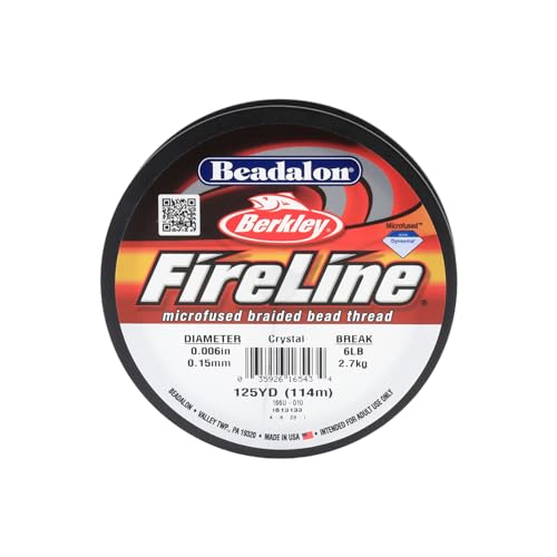 Beadalon FireLine Beading Thread by Berkley, 0.006", Break Strength 6 lb, Crystal, 125 yd - color: Crystal, style: 6 Lb / 125 Yd