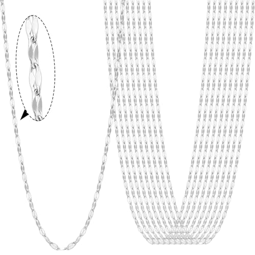 24PCS Stainless Steel Necklace Chains for Jewelry Making 2MM Stainless Steel Sparkly Lip Link Chains Bulk for DIY Necklace - color: stainless steel(2mm/ 18 inches)