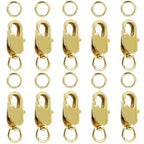 10Pcs Lobster Claw Clasp with Jump Ring, 18K Gold Jewelry Clasps for Necklace, Bracelets(Gold) - color: gold, size: 10