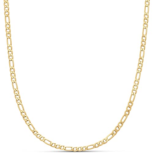 Amazon Essentials 14k Gold or Sterling Silver Plated Figaro Chain Necklace - color: Yellow Gold, size: 20", style: 4 mm