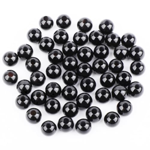 AD Beads Big Hole 2.0mm Natural Gemstone Beads – 6mm 8mm 10mm Round Loose Beads for Jewelry Making, Weaving, and Leather Cord (Black Onyx, 6mm 50pcs) - color: Black Onyx, size: 6mm 50pcs