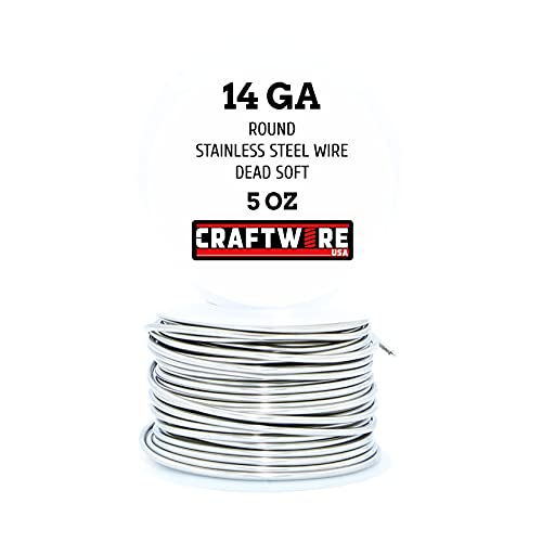 Solid Bare Stainless Steel Wire Round Selection, Dead Soft, 5OZ, 14 Gauge - color: Stainless Steel, size: Stainless Steel 5 OZ - 14 GA