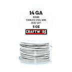 Solid Bare Stainless Steel Wire Round Selection, Dead Soft, 5OZ, 14 Gauge - color: Stainless Steel, size: Stainless Steel 5 OZ - 14 GA