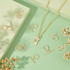 PH PandaHall 18K Toggle Clasps, 6 Styles T-Bar Closure Clasp 12 Sets Jewelry Clasps Flower Ring Leaf IQ Brass Bracelet Clasp for Necklace Making - color: 6 Styles