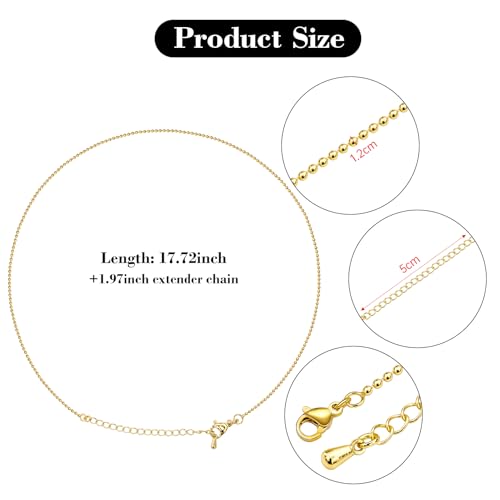 10 Pack Necklace Chains Bulk 18K Gold Plated Chain for Jewelry Making Bead Link Chains - color: Gold Bead