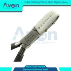 Nylon Jaws Tube Holding Pliers with Black Grip Handle - Rod & Wire Holding Pliers, Scratch-Free Jaws - Jewelry Making Supplies (German Stainless Steel)