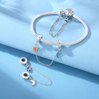 Spacer Stopper Beads for Bracelets & Necklaces, 925 Sterling Silver Beads | Smooth & Pave Cubic Zirconia (White, Blue, 18K Gold Plated) | Anti-Slide Separator Charms S925 Women Jewelry - color: Sun and Moon-Bead Charms