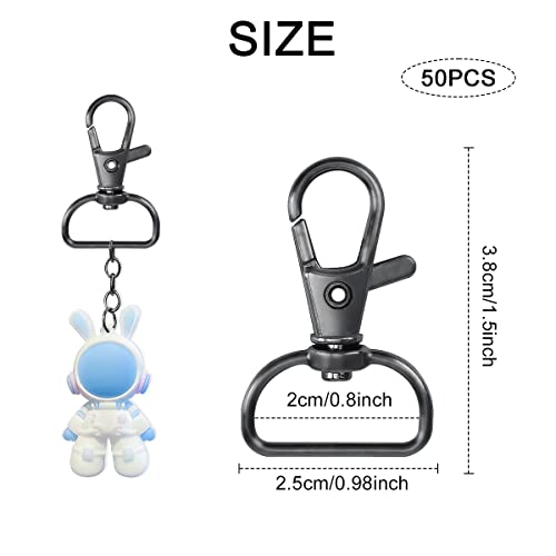 Swivel Snap Hook 35 PCS Black Lanyard Clips Metal Lobster Claw Clasps Keychain Hook with 3/4 INCH D Ring for Macrame Keychain Swivel Clips for Making Key Fobs - color: Black