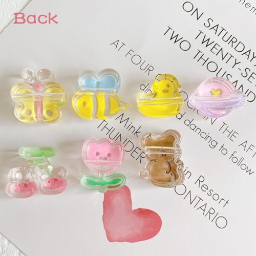 40PCS 20 Styles Large Acrylic Cute Assorted Beads for Jewelry Making Candy Tulip Flower Bear Duck Bee Butterfly Beads for Necklace Earrings Braclets Crafts Focal Beads Chunky Keychain Phone Charms