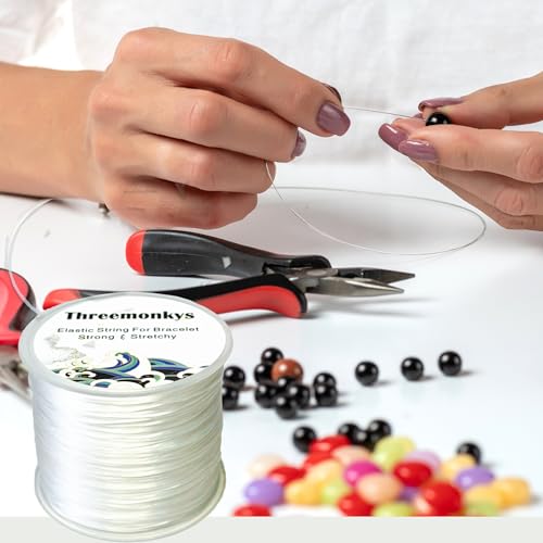 2PCS Flat Elastic line 0.8 mm Elastic Bracelet Rope Elastic Bead Rope for String Jewelry Production and Bracelet Production - size: 2 pack
