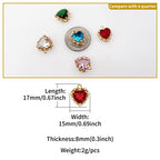 Crystal Zirconia Gold Plated Brass Charms for Jewelry Making Bracelet Necklace Earring Pendant Craft Supplies DIY Accessories - color: HeartA-Red-5Pcs