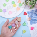 20Pcs Lollipops Resin Charms Colorful Heart Lollipop Charms Candy Dangle Pendants Lollipops Charm Pendant Bulk for Earrings Bracelets Necklaces Jewelry Making DIY Crafts Supplies - size: 46x22mm