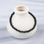 LPBeads Handmade Natural Gemstone Stretch Elastic Bracelet Healing Crystal Round Stone Beads Jewelry Gifts for Women Men - color: Black Lava, size: 4mm