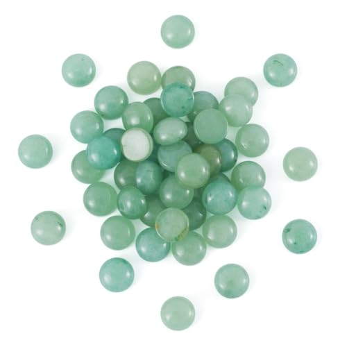 Fashewelry 50Pcs Natural Green Aventurine Cabochon Stone Half Round Beads 8mm Tiny Flat Back Gemstone Chakra Healing Crystal Cover Cabs for Jewelry Making - color: 8-Green Aventurine, size: 8x4mm