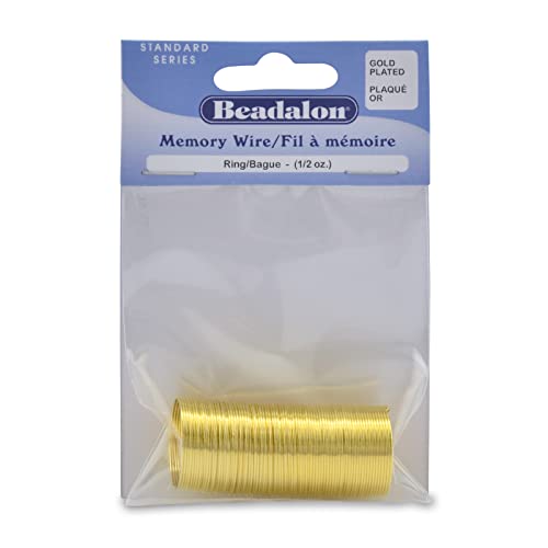 Beadalon Carbon Steel Memory Wire, Round, Ring, Gold Color, 0.5 oz, Approx. 99 coils - color: Gold Color, size: Ring, style: Ring - 0.5 oz, approx 99 coils