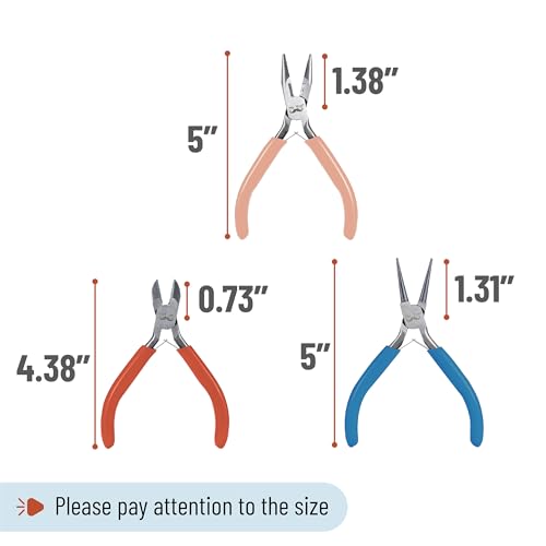 Mr. Pen- Pliers for Jewelry Making, 3 Pack, Chain Nose, Round Nose Pliers Set and Wire Cutter for Beading, Wire Wrapping, Jump Rings, Jewelry Repair, Crafting, DIY - color: Multicolor 1