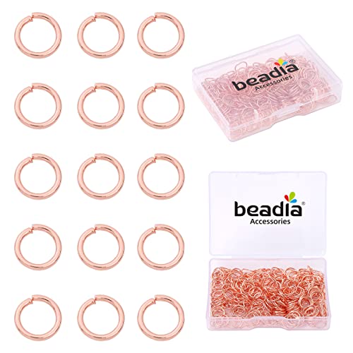 BEADIA Rose Gold Plated Jump Rings Non Tarnish 8mm 300pcs for Jewelry Making Findings - color: Rose Gold, size: 0.7x8mm