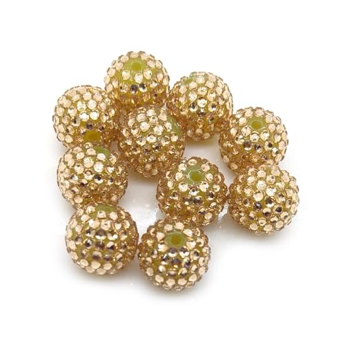 50pcs 20mm Large Size Rhinestone Disco Ball Beads Round Spacer Color Painted Charms for Jewelry Bracelet Necklace Pen Bag Chain Making Crafts Beading Supplies (20mm Gold 02) - color: 20mm gold 02