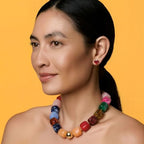 Chunky Necklaces for Women, Trendy Colorful Square Acrylic Resin Beads Statement Choker Necklace, Lightweight Boho Summer Beach Vacation Jewelry - color: Mixed color