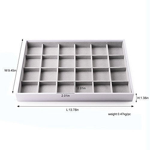Oirlv Velvet Stackable Jewelry Trays Rings Display organizer Home Storage Trays (24 Grids) - size: 24 Grids Ring
