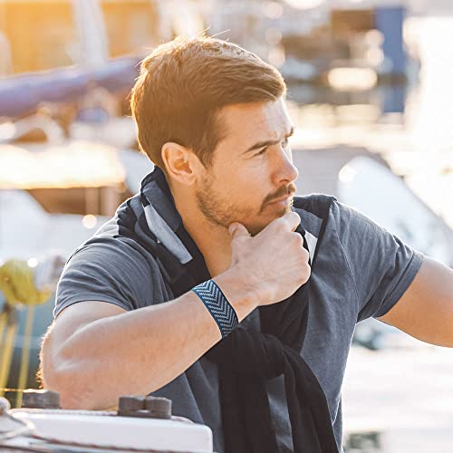 Blisslets Acupressure Relief Band - Wind & Waves Collection - Stylish Wellness Bracelets for Queasiness Relief | Travel, Pregnancy, Cruise (Indigo/Gray, Large - 6 3/4" - 7 1/2") - color: Indigo/Gray, size: Large - 6 3/4" - 7 1/2"
