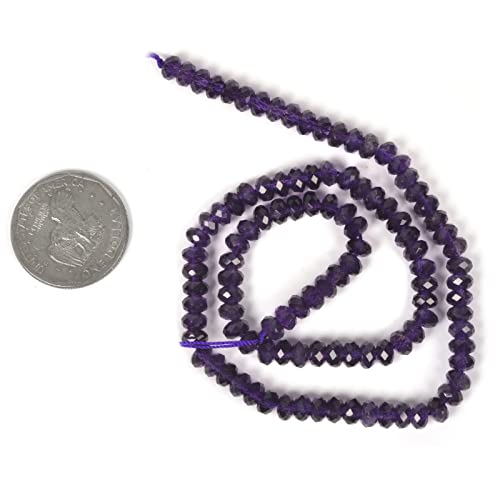 6mm AA Grade Natural Amethyst Faceted Rondelle Loose Beads 16 Inch - color: AA Amethyst