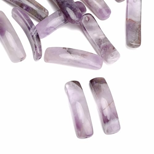 BEADIA Natural Curved Amethyst Stone Beads 36x10mm 4pcs for DIY Bracelet Jewelry Making - color: Amethyst