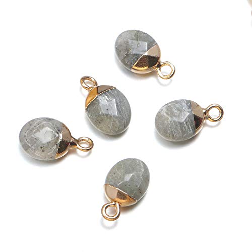 LHJ Natural Stone Pendants Faceted Grape Shape Mix Stone Agate Crystal Turquoise Stone Charms for Jewelry Making Necklace Earrings 10 Pcs