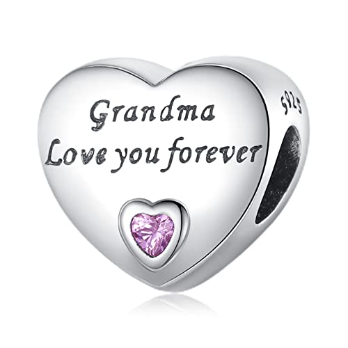 Mothers Day Birthday Number Love Family Friendship Graduation Auntie Grandma Dad Mom Charms for Pandora Bracelets Necklaces, Gifts Women, for Anniversary Valentines Christmas - style: Grandama Charm