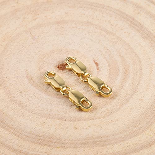Bracelet Extender Gold Necklace Clasps and Closures 14K Gold Plated 925 Sterling Silver Double Lobster Clasp Double Claw Connector for DIY Jewelry Making（2pcs） - color: C-14K Gold